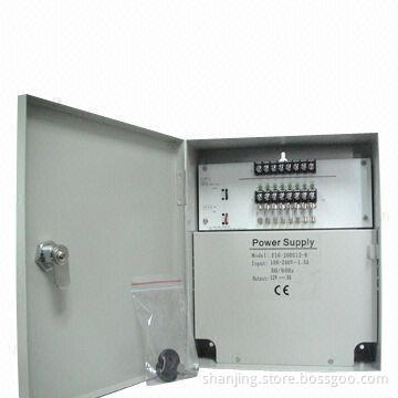 CCTV Camera Power Supply Box, 9/18-channel, 12V, 10A with PTC Fuse and LED Indication Light